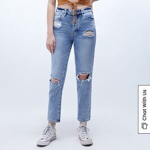 Trendy Aesthetic High Waisted PacSun Light Blue Mom Jeans